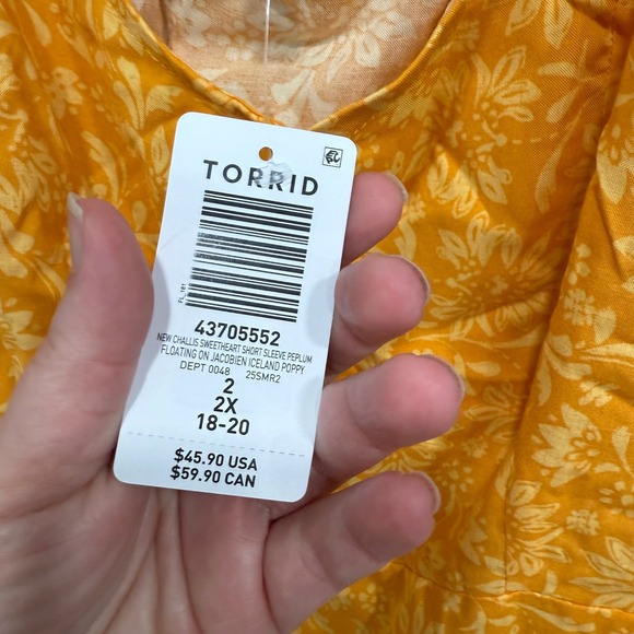 Torrid 2X Iceland Poppy Floral Challis Sweetheart‎ Short Sleeve Top Plus Size - Picture 4 of 8